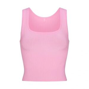 SKIMS Soft Lounge Tank Bubble Gum Pink XS NWT Ribbed Stretch Loungewear Top